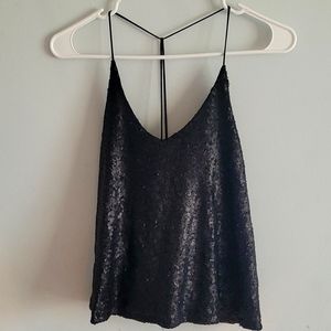 Sequined back less top